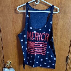 Patriotic Tank Top with Stars and Stripes